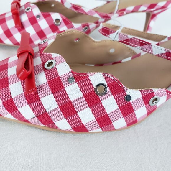 Wild Fable Coquette Gingham Kitten Heels Womens 11 Red Grommet Retro Cottage NWT - Picture 3 of 9
